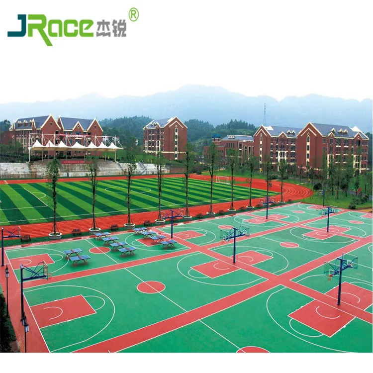 jointless self leveling liquid plastic floor coating for outdoor sports court basketball flooring