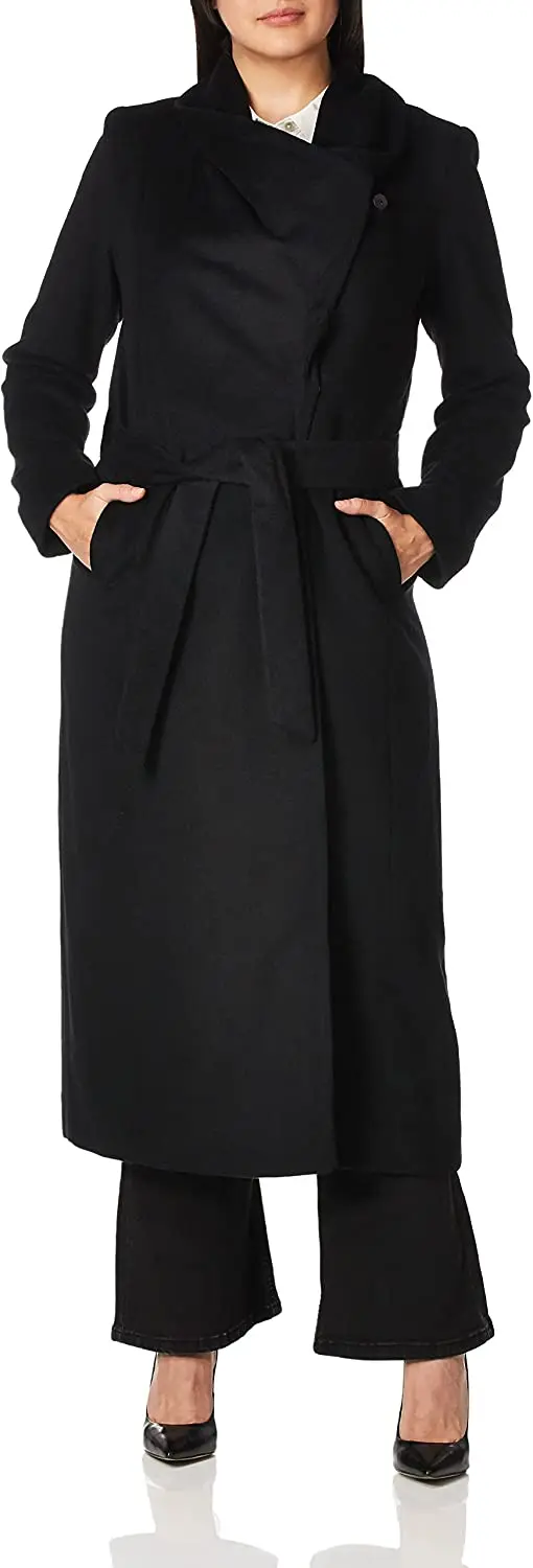 2022 Winter Plus Size Ladies Stylish Long Coats Slick Wool Coat Faux Fur Ladies Jackets Modest Long Trench Coats