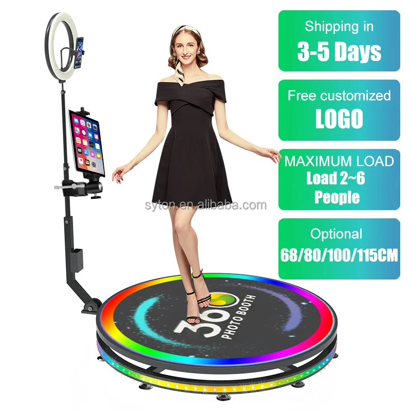 Cheap 360 degre portable photo booth Fill light machine camera ipad selfie video Free accessories automatic spin 360 photo booth