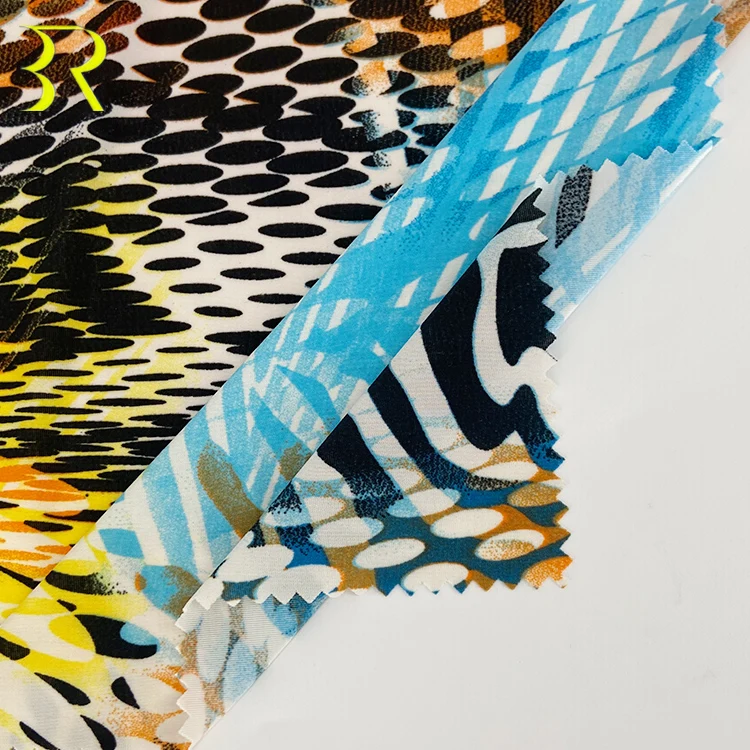 
75D DTY 140Gsm Knitting Polyester Microfiber Printed Lycra Fabric Malaysia For Casual Dress 