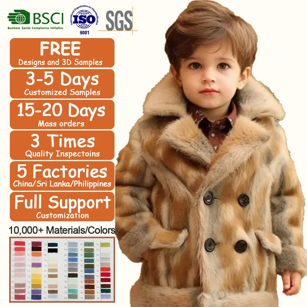 Custom Logo Clothing kids child coats outwear boy clothing winter fancy warm coats