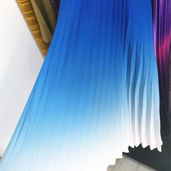 Gradient Colors Sun Style Pleated Fabrics for girls pleated skirt party dresses