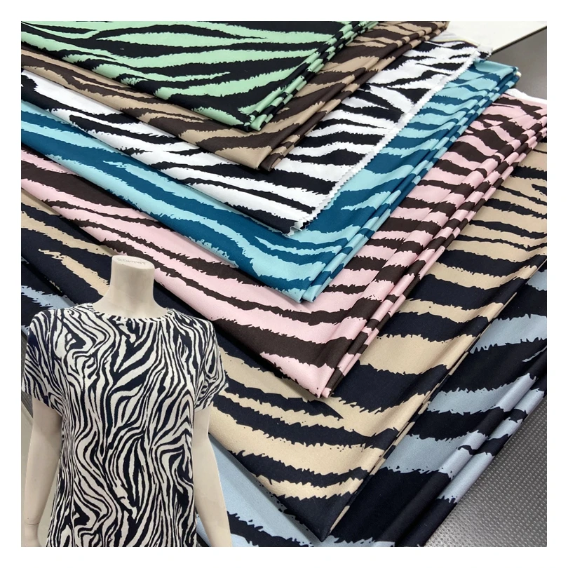 Fancy animal zebra design 93% polyester 7% spandex knit custom jersey ITY fabric for clothing dress