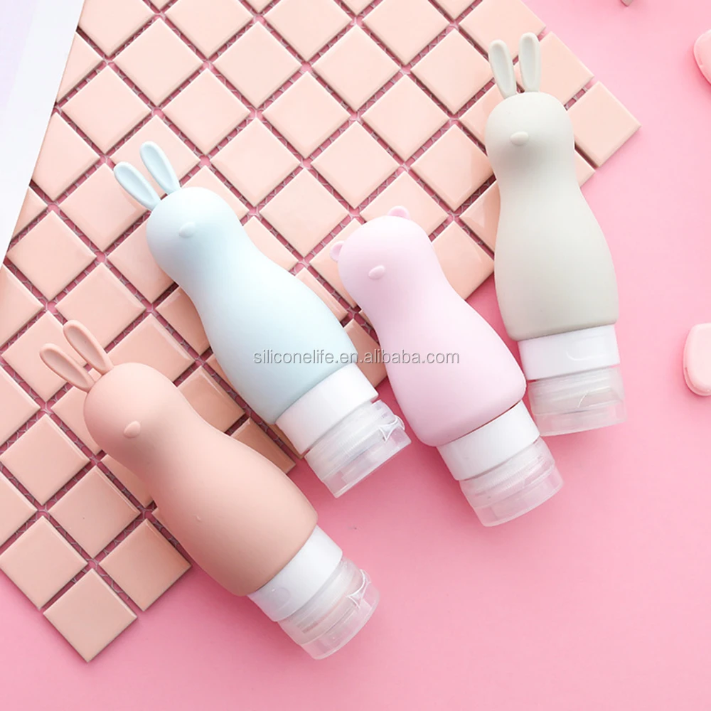 Cute Silicone Refillable Portable Bottles Animal Shape Travel Packing Press Bottle For Lotion Shampoo Cosmetic Container 90ML