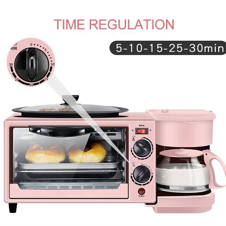 110v 220v in put voltage pink color Multifunctional 3 in 1 Electric Breakfast maker Machine OEM Customized