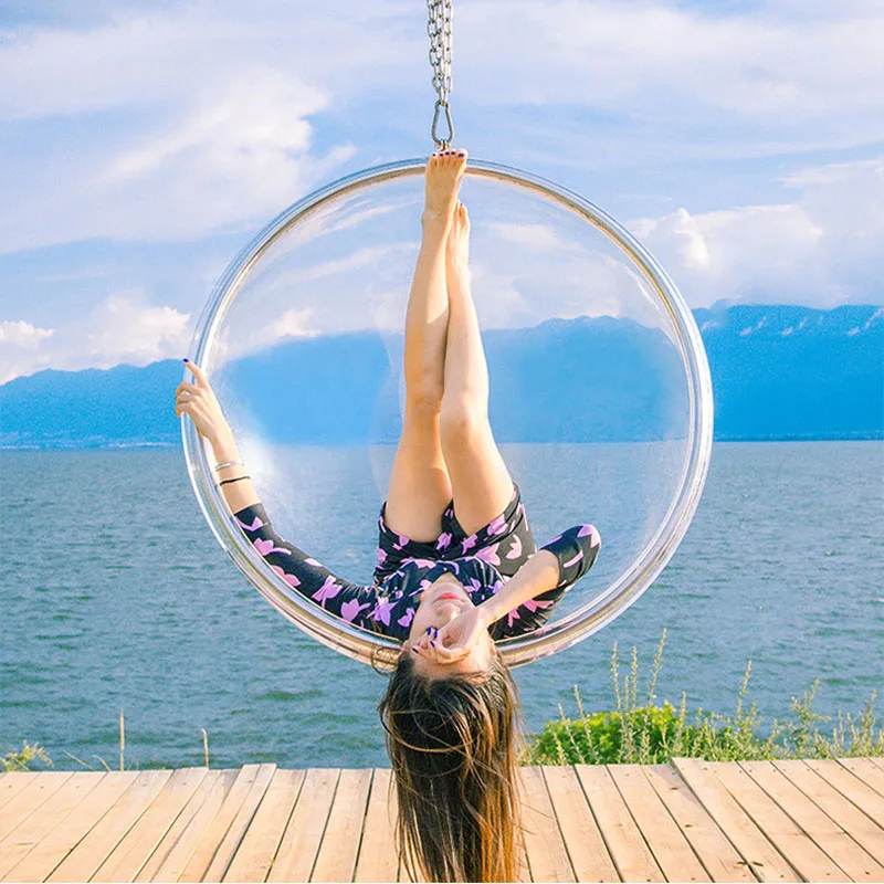 Thickened acrylic hanging egg chair smooth surface bubble chair acrylic hanging high transmittance luxury gold acrylic swing
