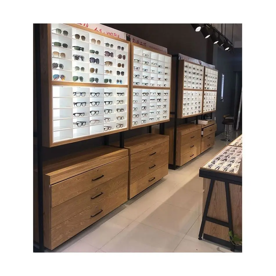 Unique optical store furniture retail display glasses frame glass display counter eyeglasses display rack with Lock PRIMA
