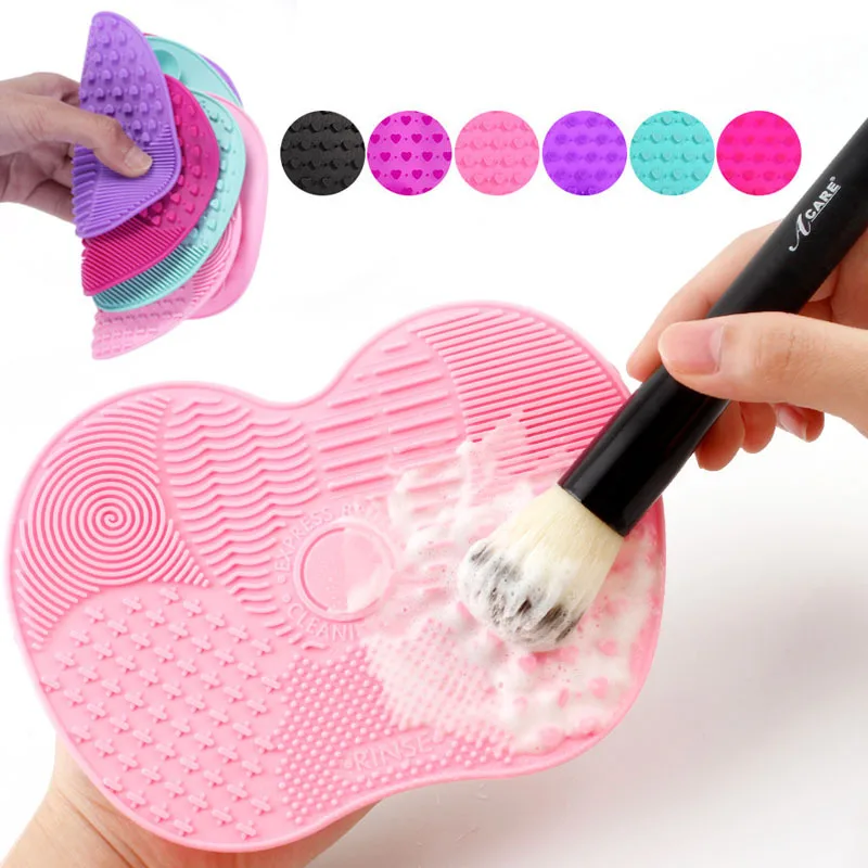 Silicon Makeup Brush Cleaning Mat Makeup Brush Cleaner Cosmetic Brush Cleaning Mat Scrubber with Suction C
