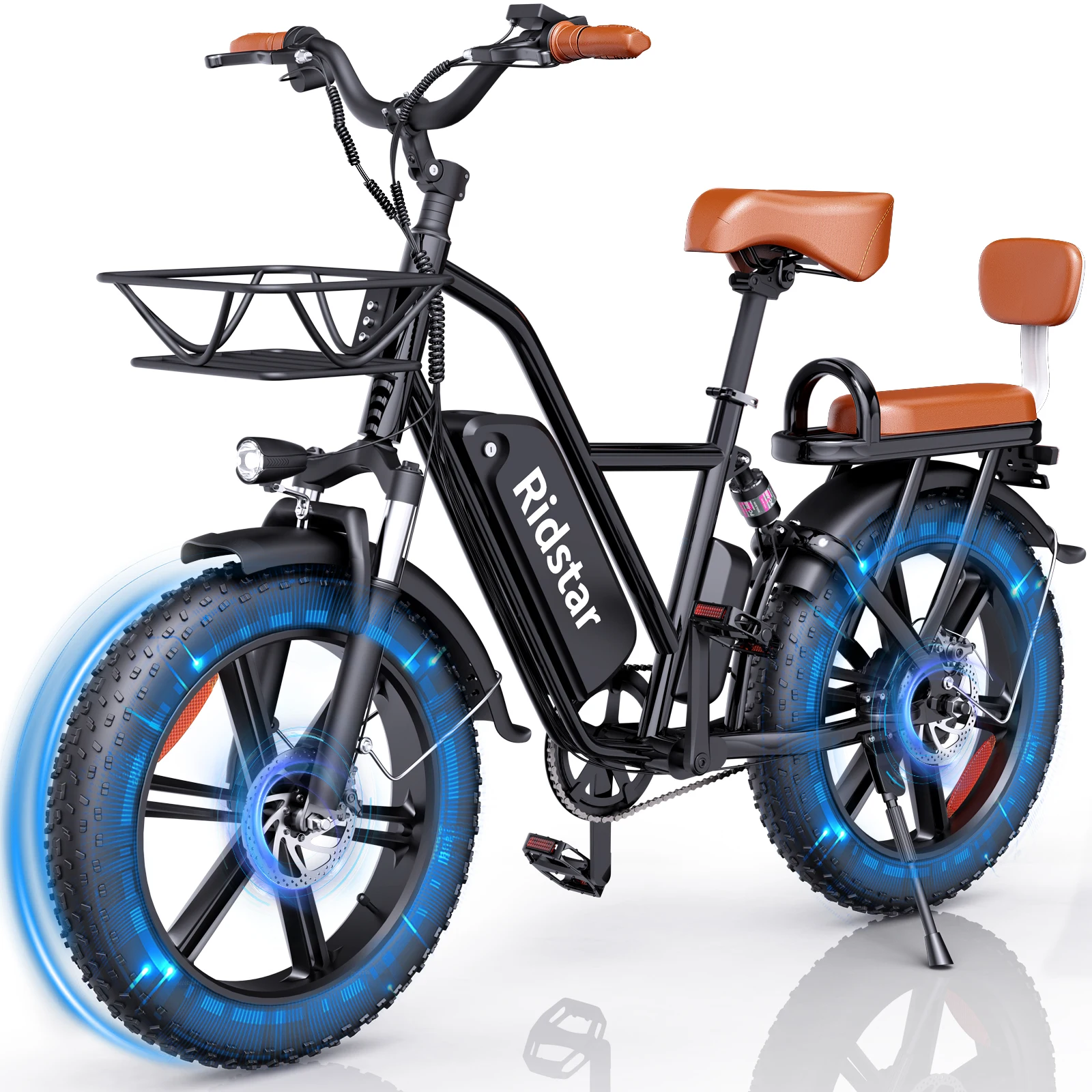 Free Shipping Thick Tyre Eletrica Bicicleta 20 Inch Wheels 1000W 15ah Electric Bicycle with Kids Seat Electronic Lithium Battery
