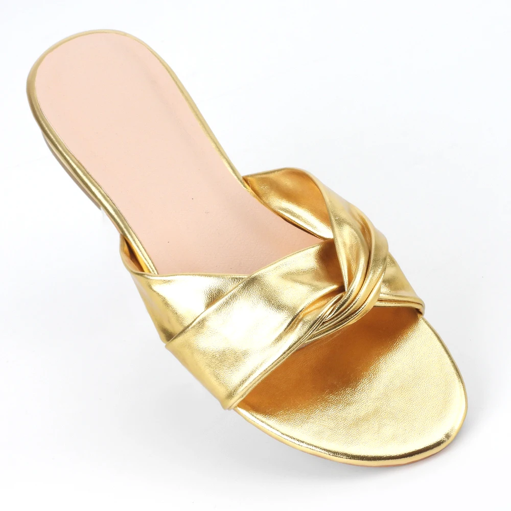 Fashion Pu Rubber Ladies Flat Designer Slides Women Casual Slides Slippers