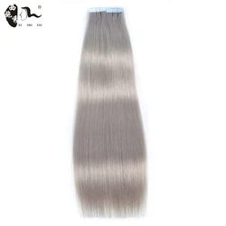 Tape In Human Hair Straight Extensions Color 1B 100% Remy Skin Weft Adhesive Glue On For Salon High Quality for Woman 10-28 Inch