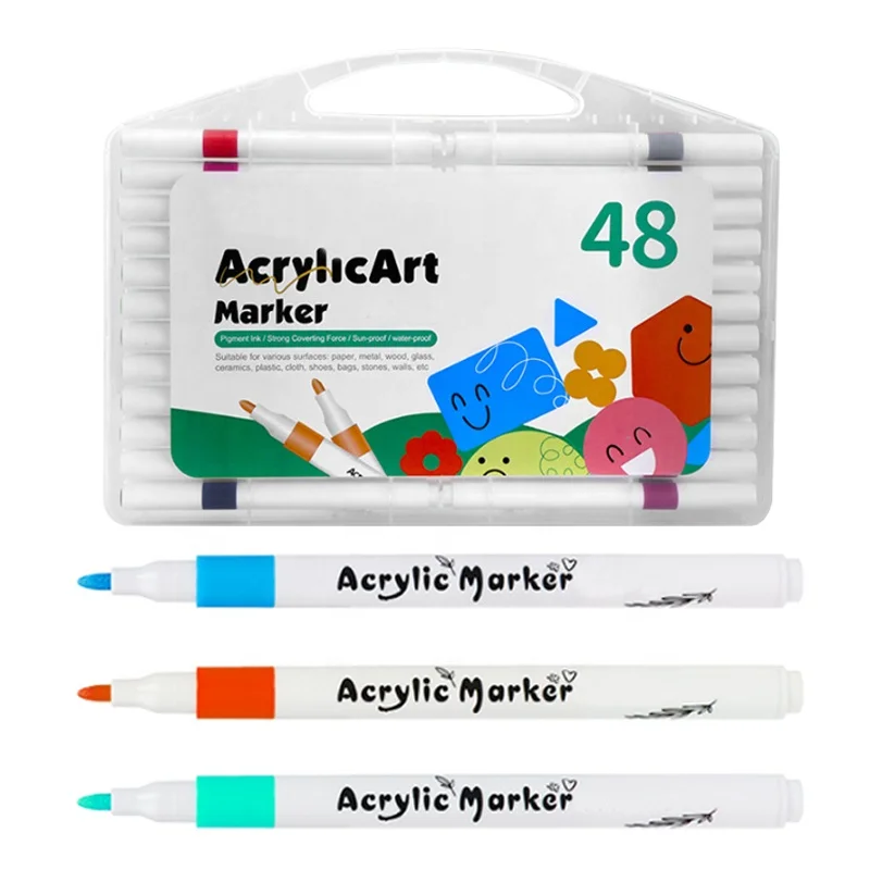 Customized 12/18/24/36/48 colors marker acrylic art paint markers pen for art drawing supply in all surface