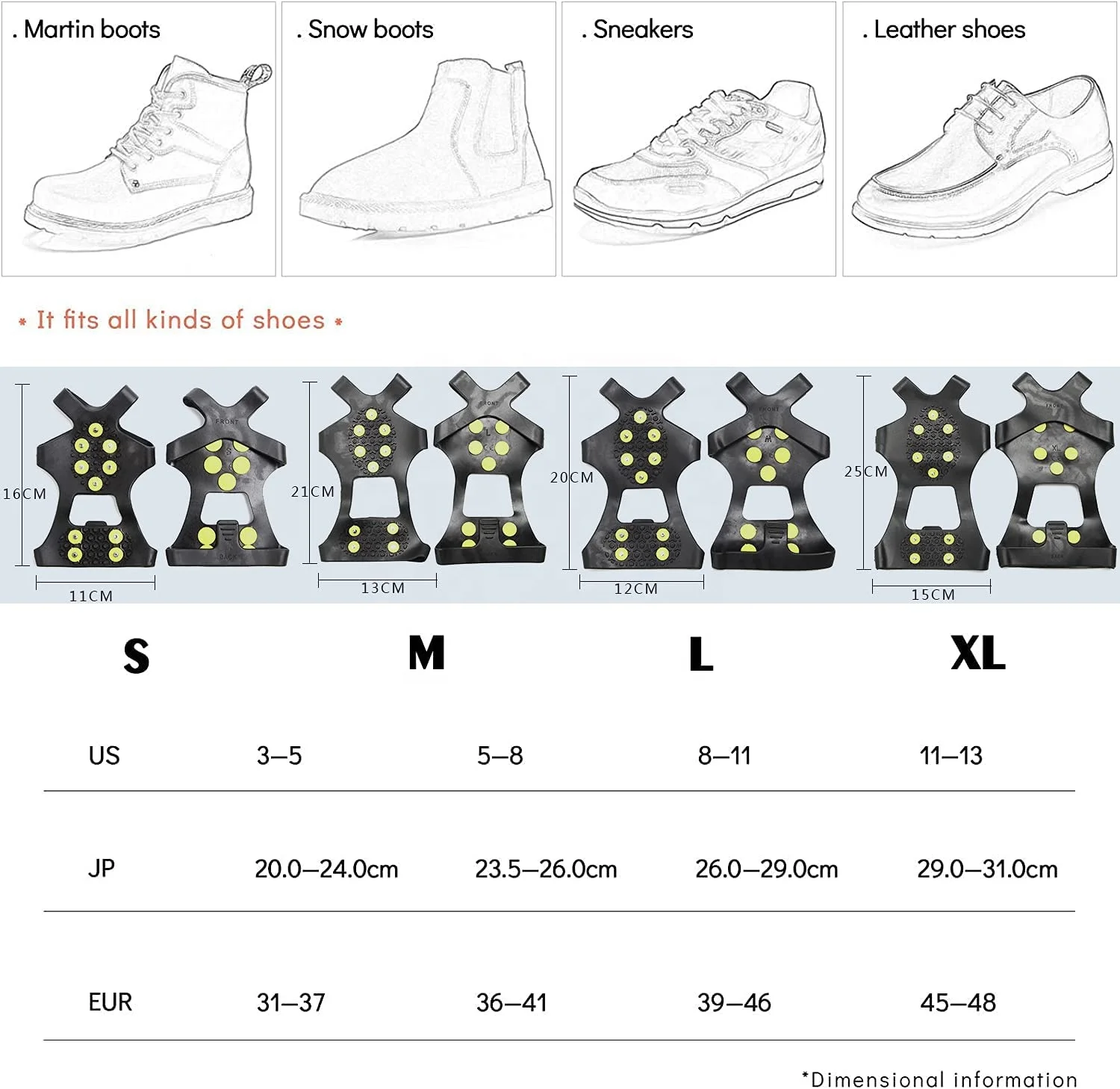 Anti-Slip Silicone Portable Walk Traction Cleats  Spikes Ice Cleats Anti Slip 10 Spikes Shoe Climbing Crampons For Ice