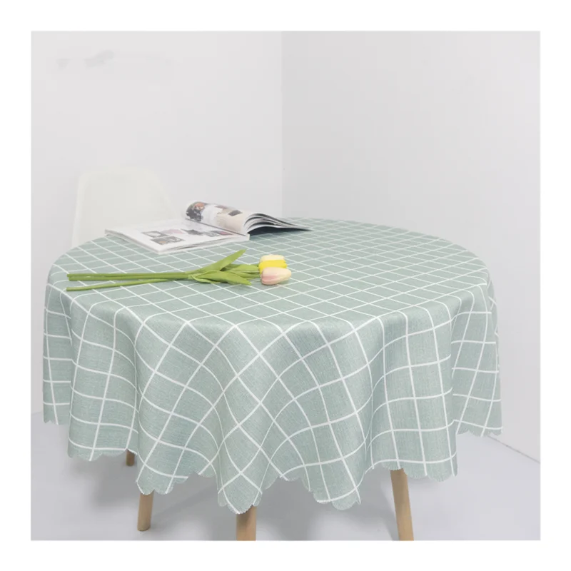 wholesale airlaid modern black and white  plaid circular round oilproof tablecloth bulk 100% polyester buy table cloths picnic