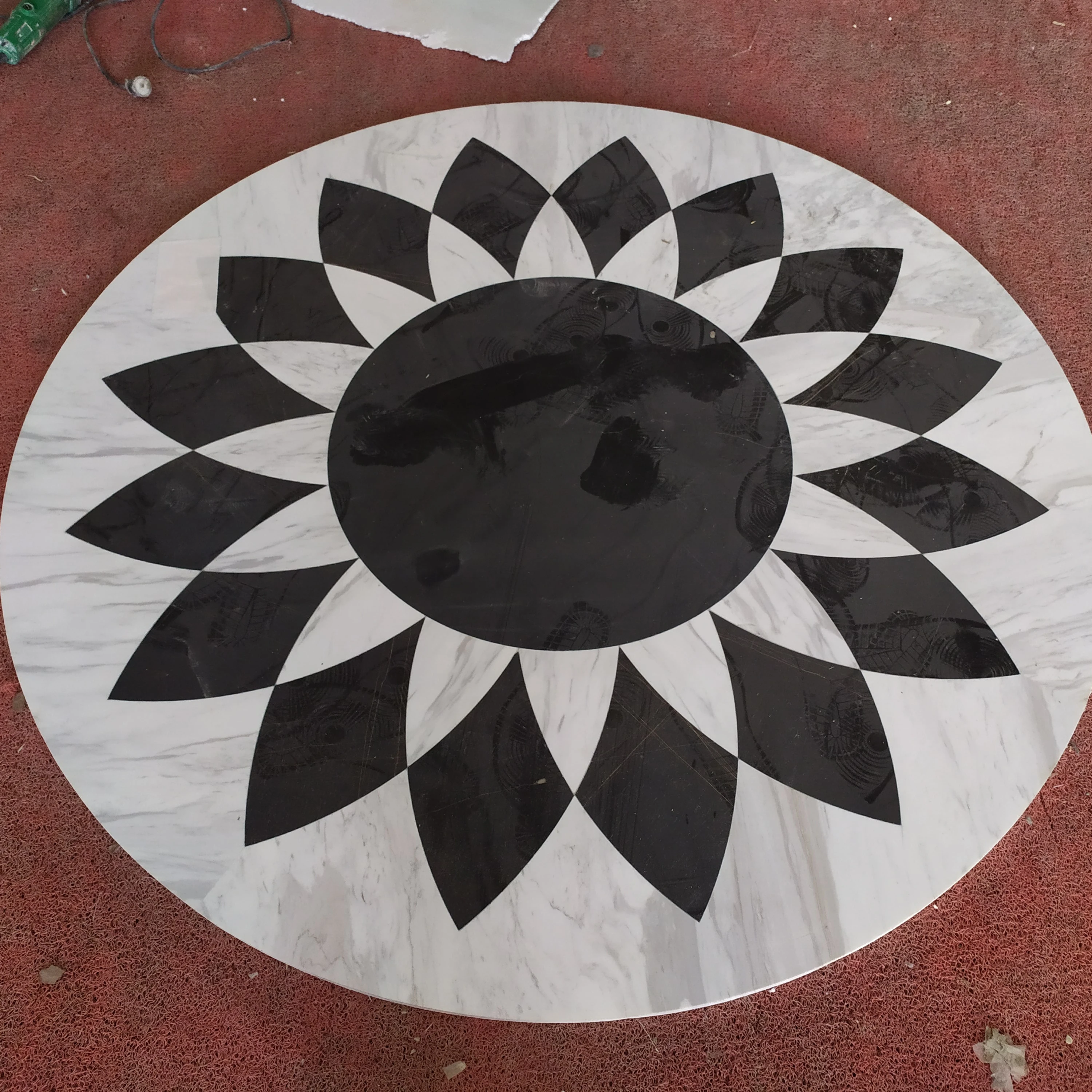 DeliveryStone Flower waterjet rectangle beige marble stone tiles design floor pattern medallion