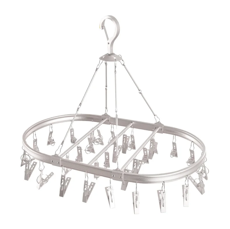 High Quality Aluminum Alloy Socks Drying Racks With Clips Multifunction Clothes Hangers Windproof Socks Hooks