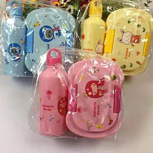 Kawaii Bento Ланч-бокс бутылка для воды детей девочек мальчиков школы детского сада мини-сэндвич контейнер еды