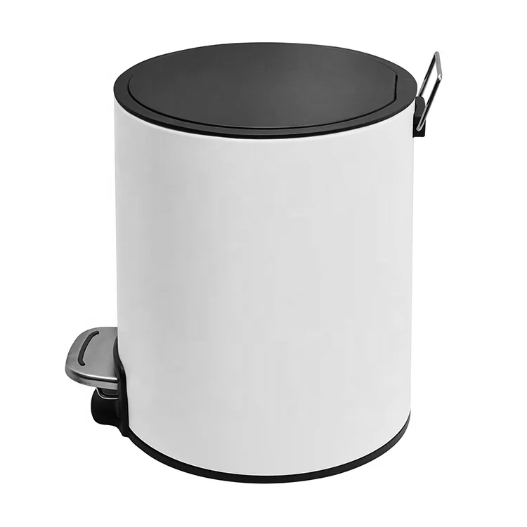 3l Food Trash White Powder Coating Stainless Steel Pedal Waste Bin Dust Bins For Indoor Trash Can