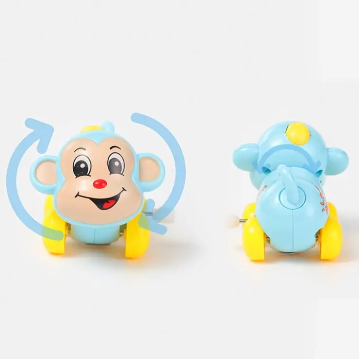 2021 amazon hot selling baby hobby educational stunt cars plastic windup toy car animal shaped children wind up toys
