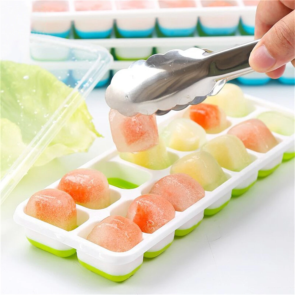 Hotselling 14 Grids Ice Cream Molds Silicone Ice Cube Tray with Lids