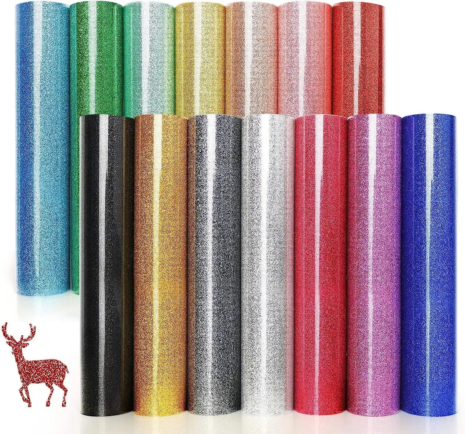 High Quality Glossy Glitter Heat Transfer Vinyl Rolls Custom Pu Textile Htv Vinyl Rolls Easy Weed