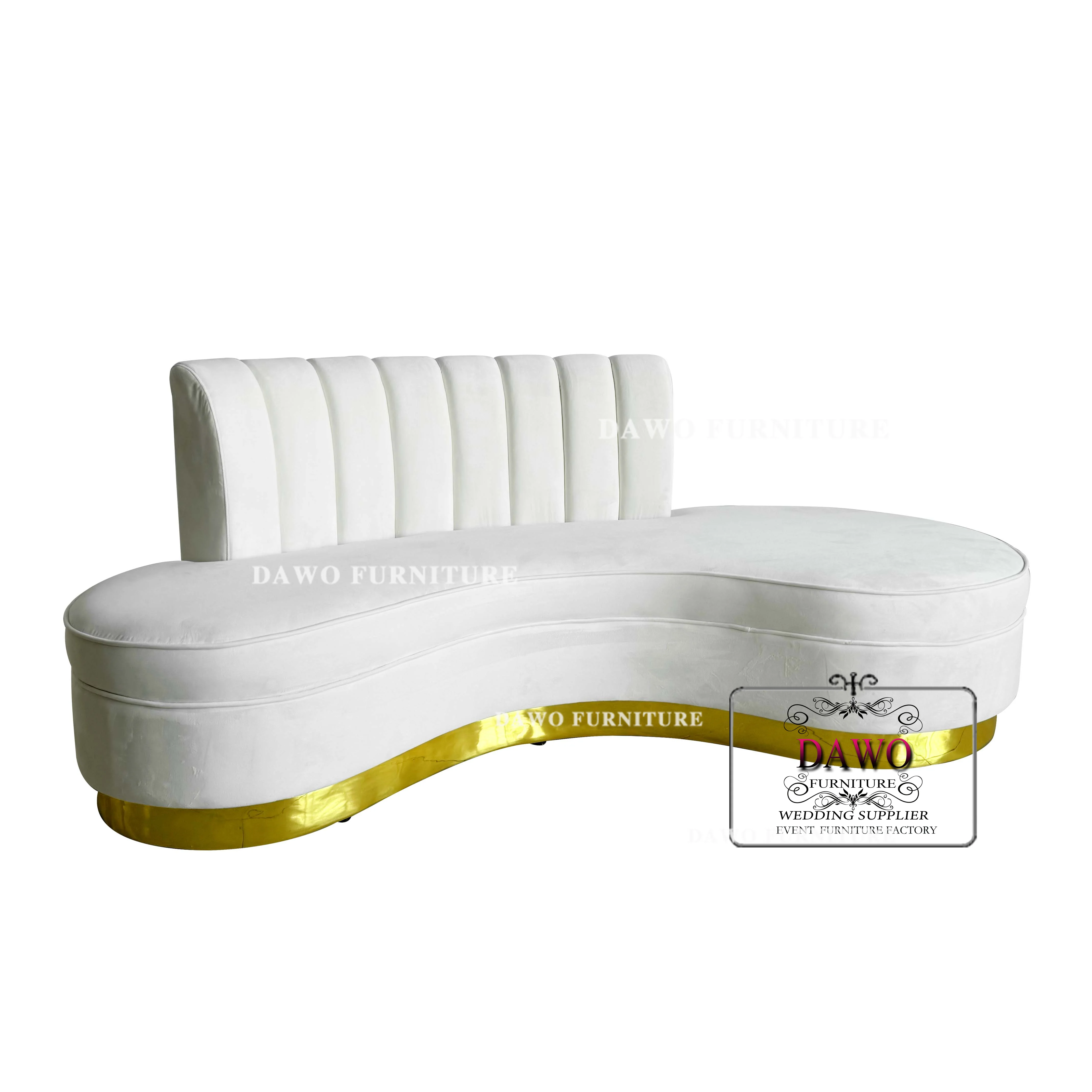 Hot selling luxury white velvet sofa hotel wedding round single seater or double seat sofa