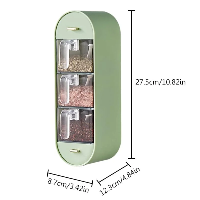 Wall Mounted Seasoning Box Salt Paper Spice Rack Jar Sugar Bowl Spice Box Organizer Kitchen Spice Organizer