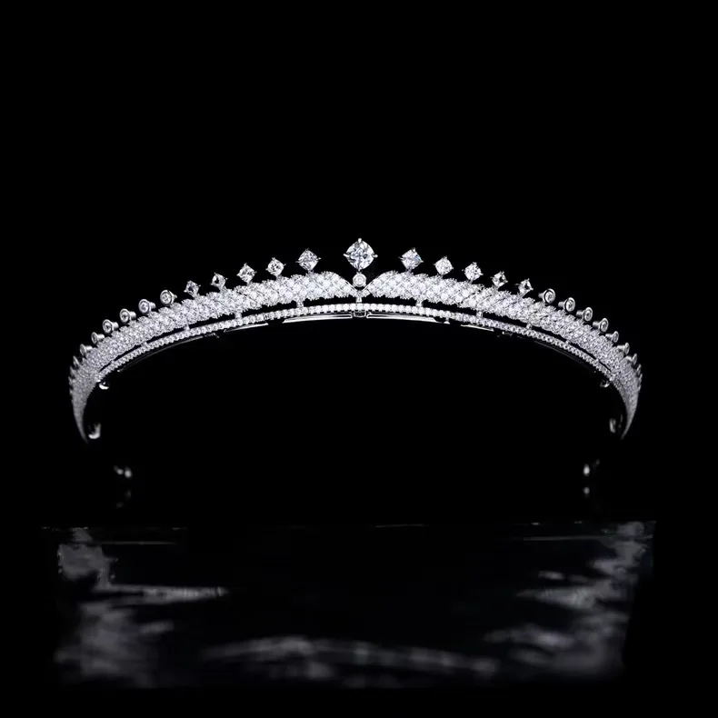 Оптовая продажа модная покрытая медью платина роскошная свадебная тиара Королевский Сапфир принцесса королева Корона