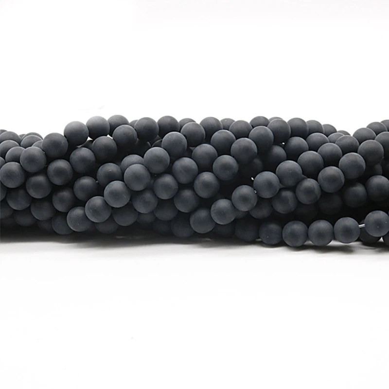 hot sale 4-14 mm black onyx frosted beads black agate matte beads for jewelry making