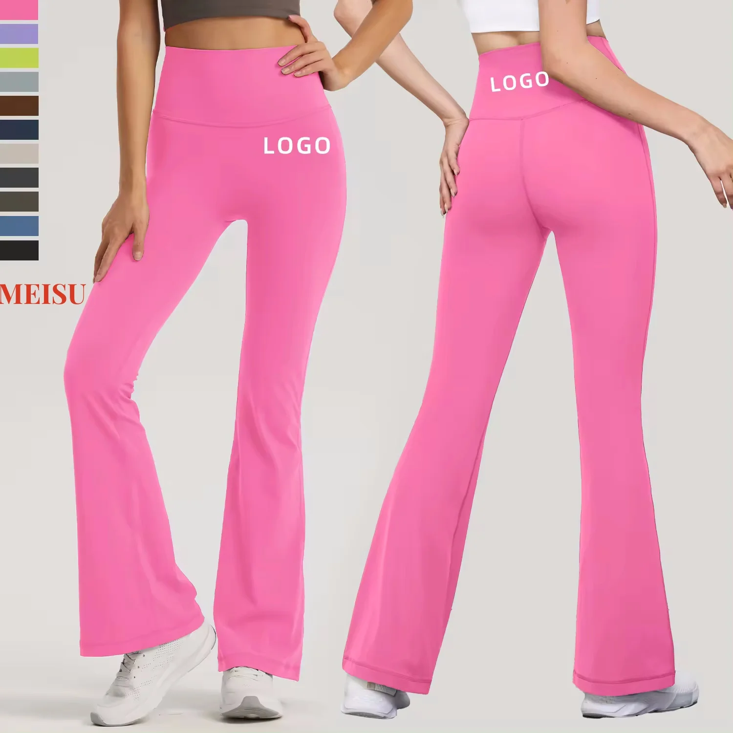 Best Price New Naked Feel Fitness Peach Butt No T Line Split Bottom Workout Clothes Flare Pants For Women