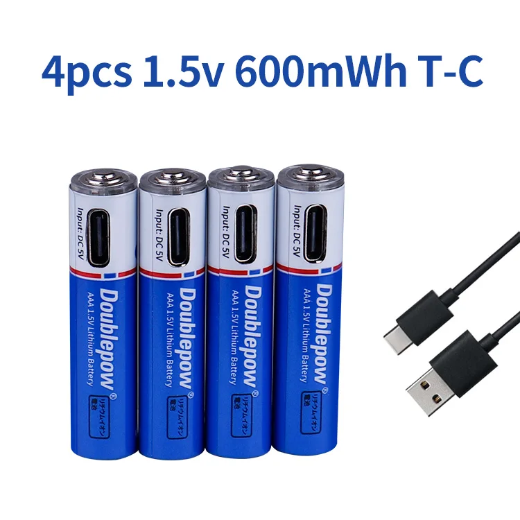 AAA 1.5V 600mwh Lithium Cylindrical Rechargeable Battery Home USB Type C Charger 1.5V lithium ion battery for Fans