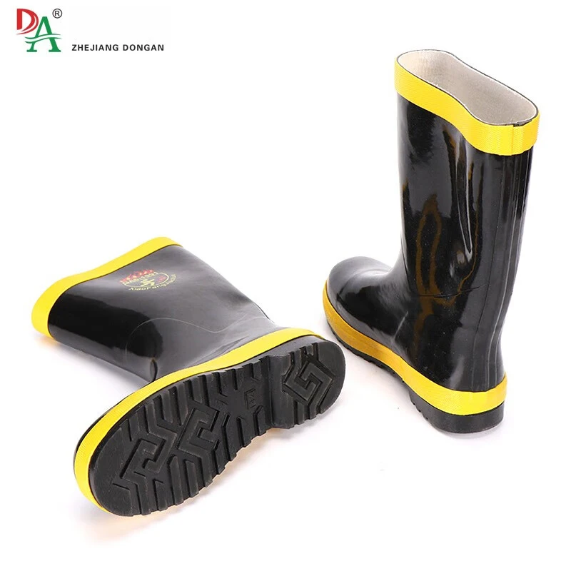 DA High Quality Heavy Duty Yellow Fire Resistant Safety Boots Workwear with Chemical Resistance Firefighter Rubber Shoe on Sale