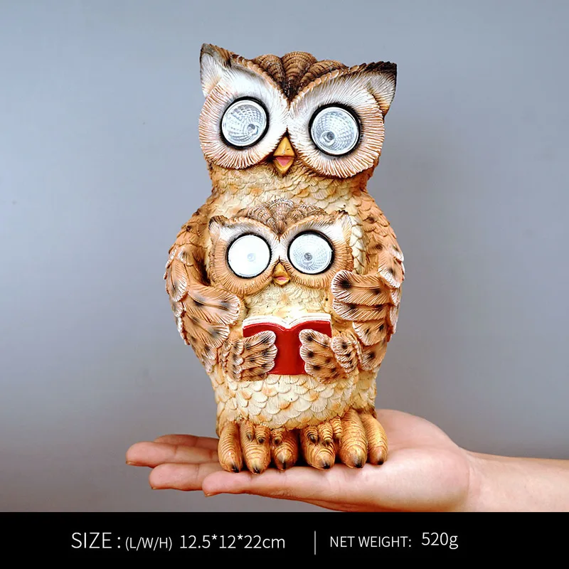 solar garden lights outdoor decorative owl night light courtyard garden animal sculpture landscape decorative resin ornaments