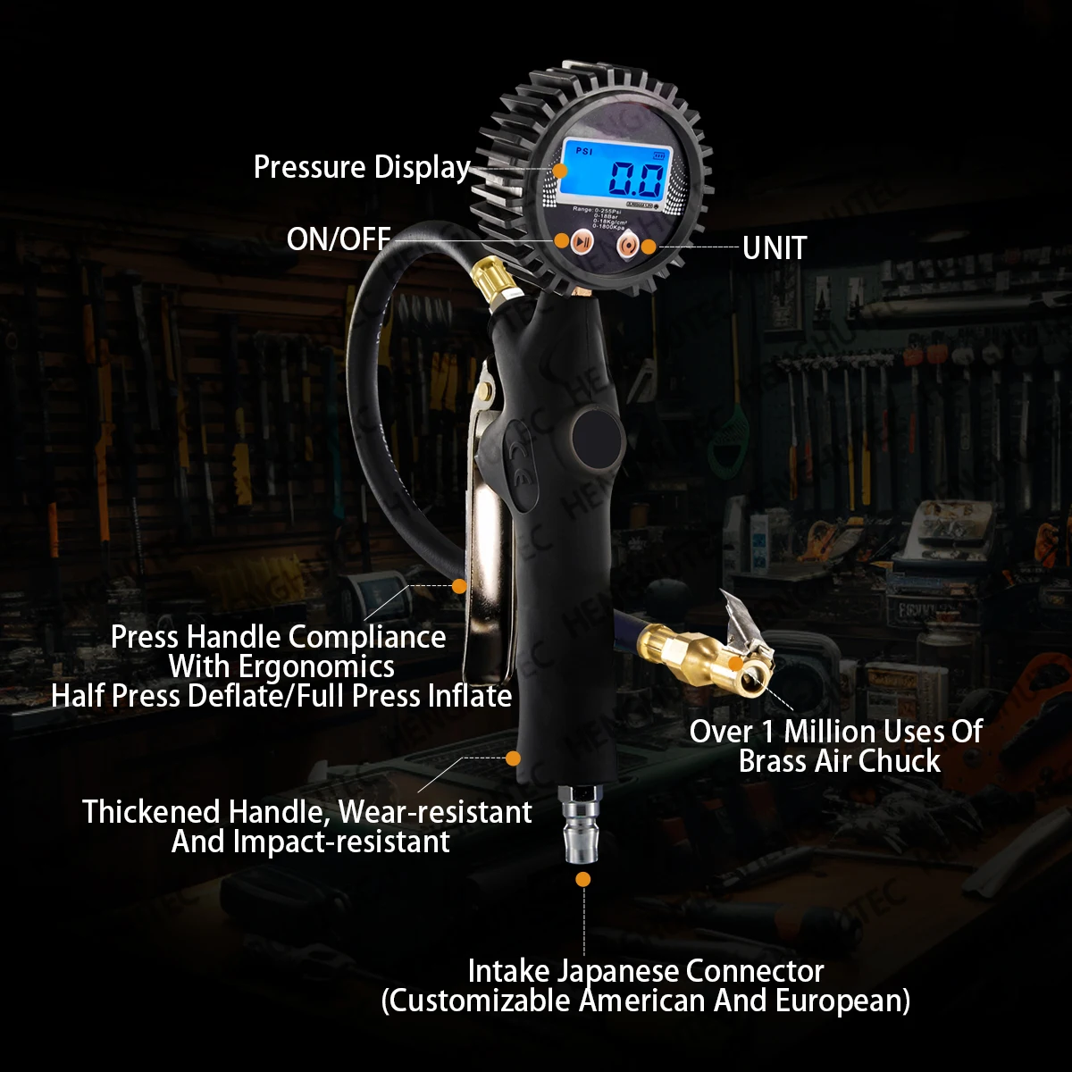 LCD Display Digital Tire Inflator - Dial Air Pressure Gauge for Accurate Tyre Inflation