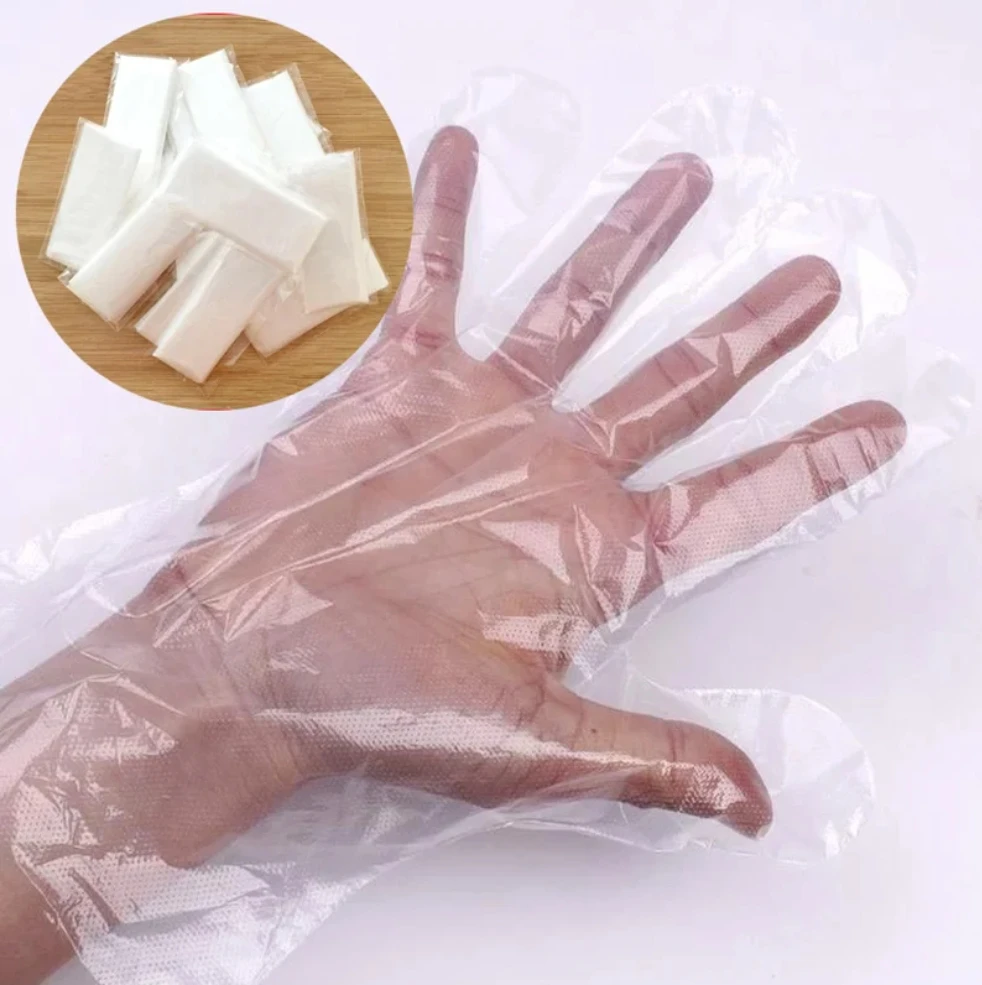 Хит продаж черные перчатки из ПЭ/ТПЭ одноразовые для очистки пищевых продуктов ПЭ ТПЭ