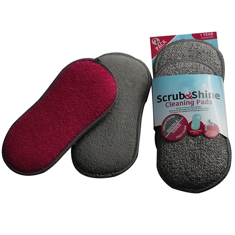 New Style Microfiber Sponge Household Kitchen Dish Wash Scrub Shine Cleaning Pads