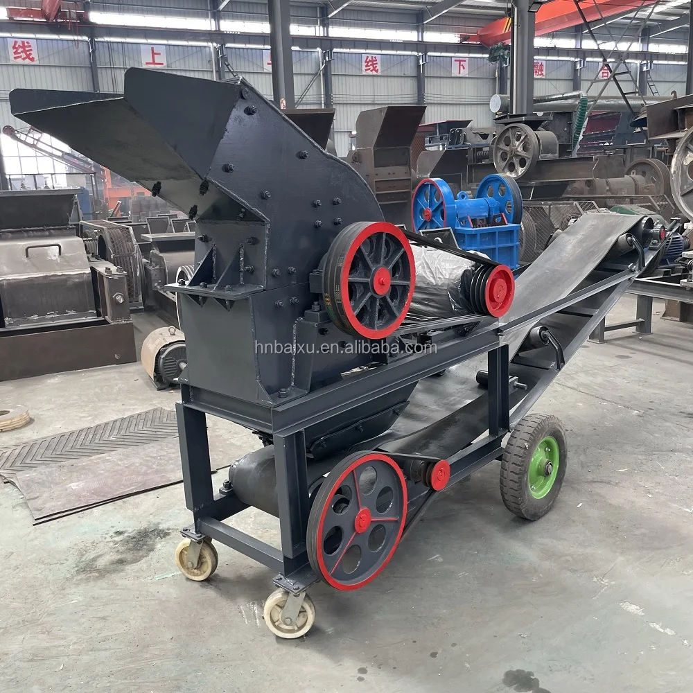 portable stone gravel sand making equipment pc600*600 hammer crusher with discharge conveyor