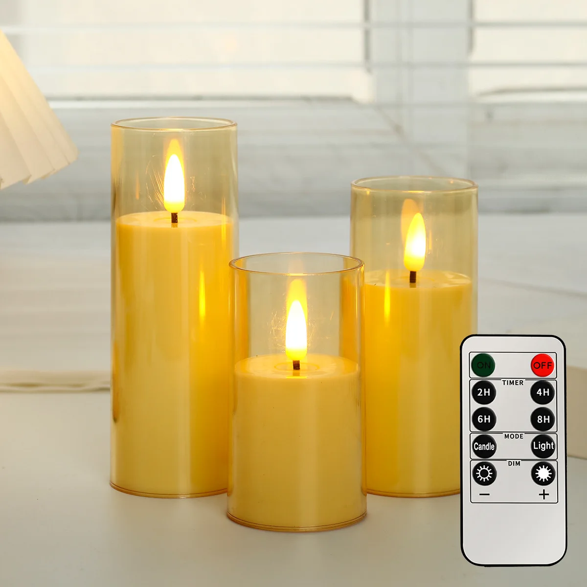 Top Fashion Romantic Red Warm White Led Candle Plastic Acrylic Candle Holder Centerpieces Led Candles With Moving Flame Battery