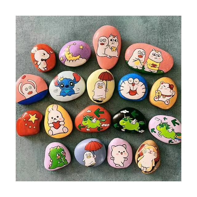 Hot sale Colorful large flat painting rocks natural river rock decorative pebbles stones with designs