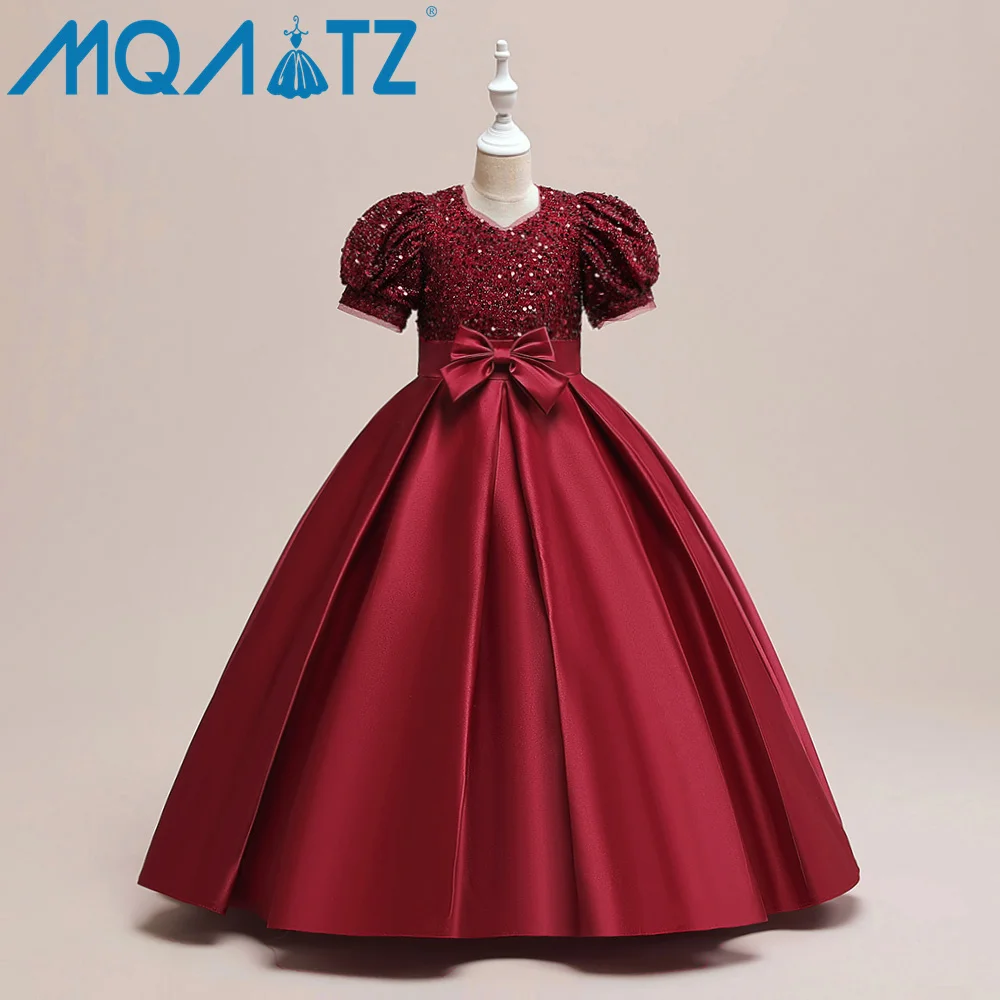 MQATZ Hot Sale Kids Flower Girl Dress Party Ball Gown 14 Years Children Party Wear Dresses For Girls