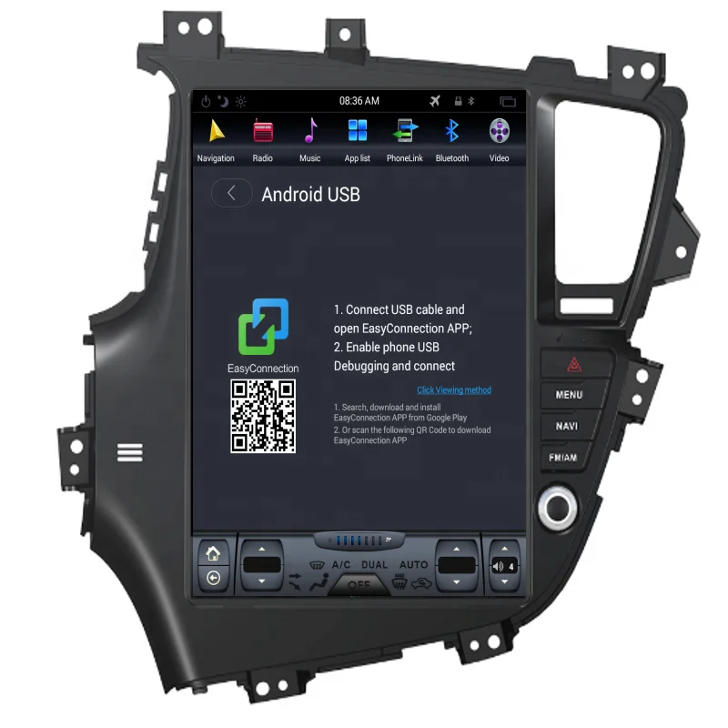 Bosstar  12.1 inch tesla style Android car radio  navigation GPS dvd player for kia k5 with mirror link