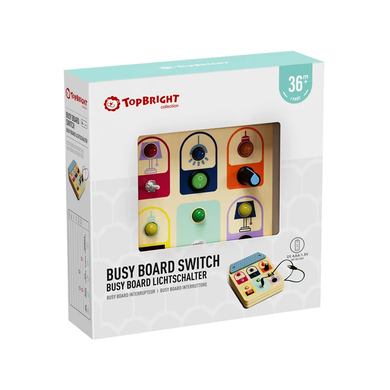 Topbright Montessori Wooden Busy Board with LED Light with Toggle Switch Sensory Toys for Toddlers Education