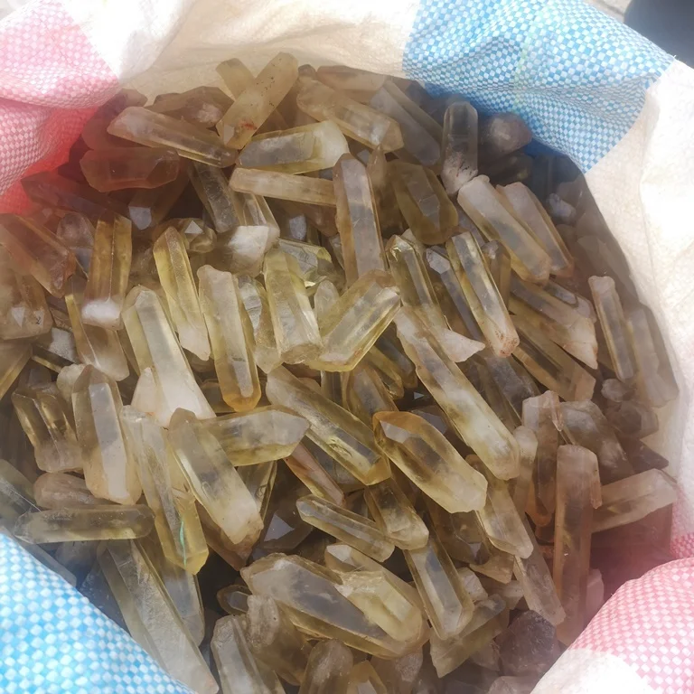 Wholesale Natural Smoky Crystal Quartz Point Raw Rough Citrine Strip Crystal Specimen