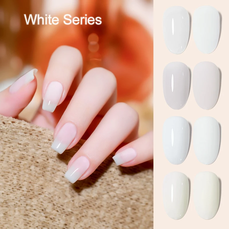MISSBLOOM 2021 New Hot sale 15ml White Series 14 colors UV Nail Gel Polish Soak Off French Manicure Nails Gel Free Sample