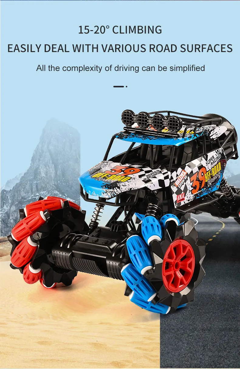 RC 1:12 scale Alloy 4 Wheel Drive Off-Road Rock Climber Vehicle 2 Remote Control mode High Speed Racing Car