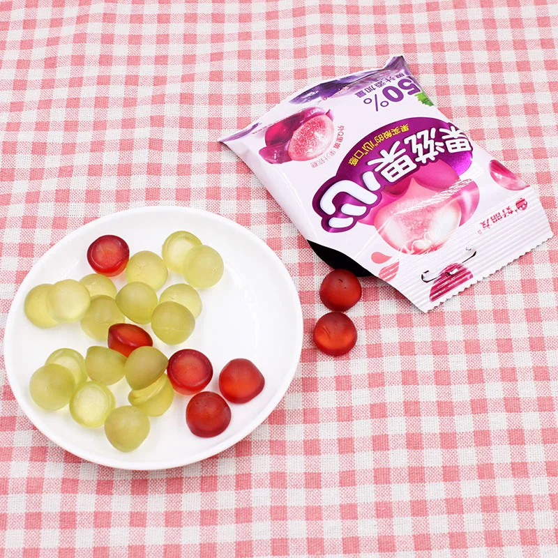 Hot selling popular chewy gummy candy Grape flavored fruity jelly candies 70g