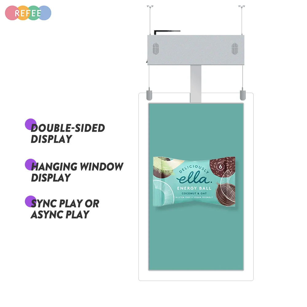 Refee screen 55 inch lcd digital signage shop window display advertising media player double sides