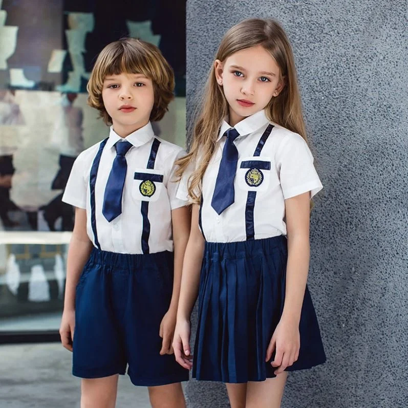 Kid Korean Japanese School Uniform for Girls Boys Shirt Navy Skirts Pleated Shorts Clothes Tie Set Student Outfit Suit custom