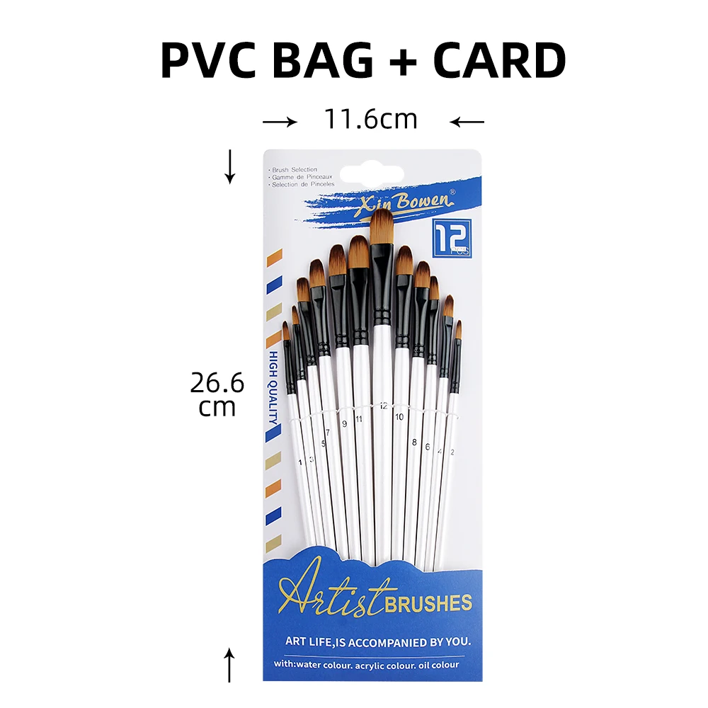 Xin Bowen 12Pcs Painting Brushes Set High Quality Pearl White Artist Brush Customized For Painting