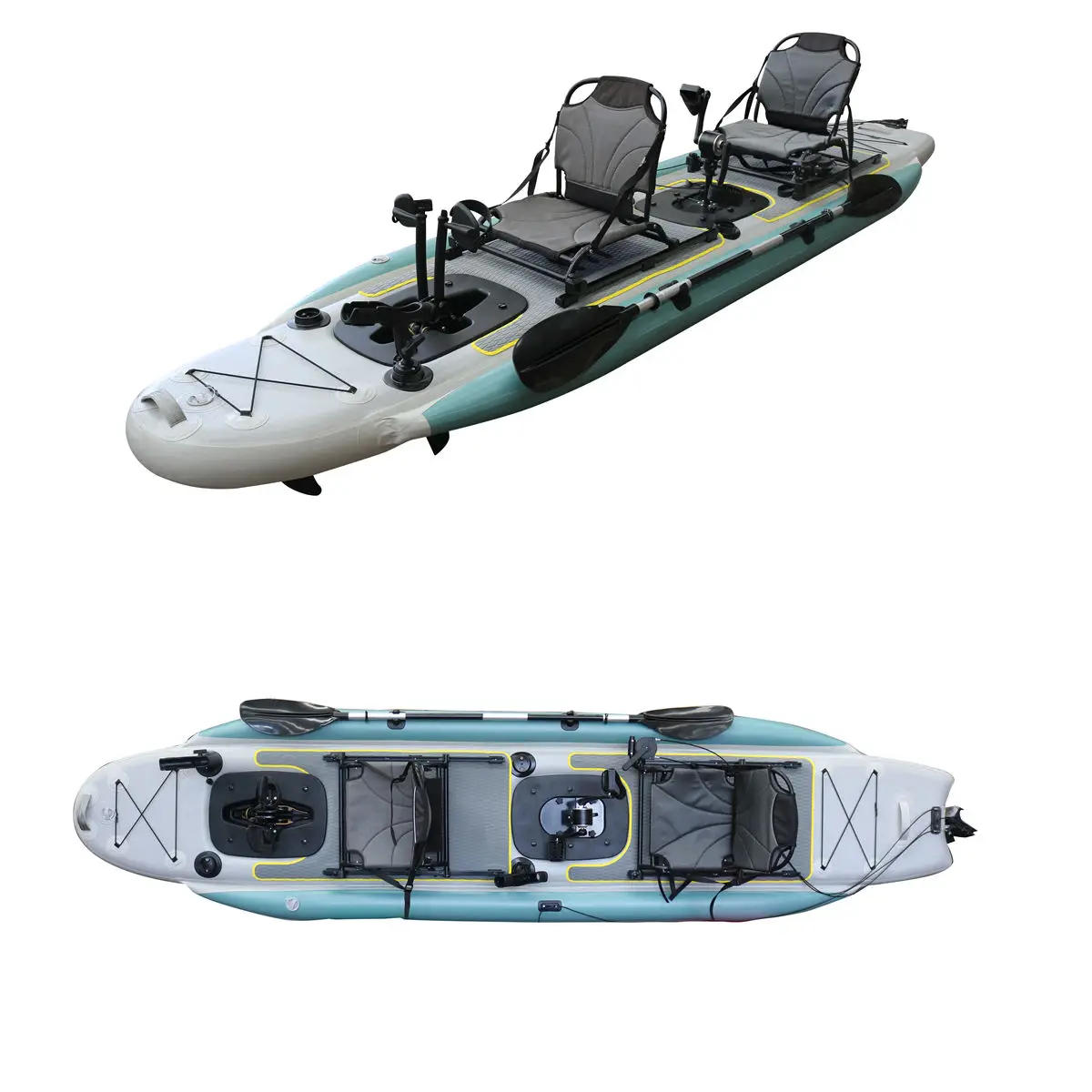 Vicking PVC Pedal Kayak Inflatable  14ft Double-Seat Fishing Canoe Boat with Foot Pedal Drive for Rowing & Fishing